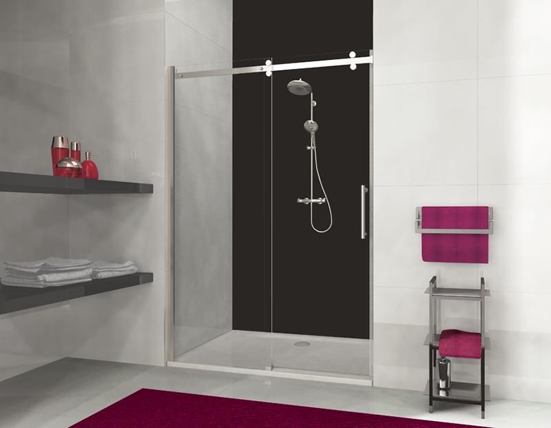 Sanplast Altus drzwi wnękowe D2/ALTIIa-150-160 przesuwne chrom błyszczący/szkło graphit 600-121-1551-42-491