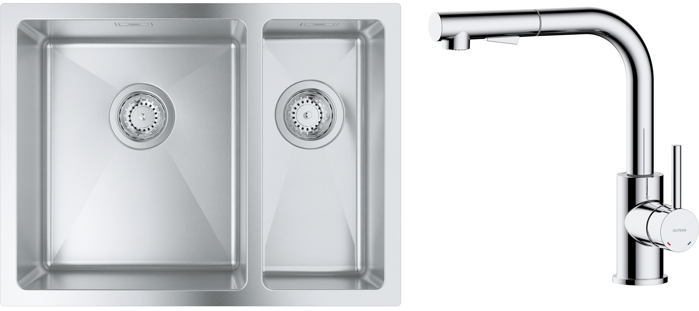 Zestaw Grohe K700 zlewozmywak 59,5x45 cm z baterią kuchenną Oltens Myvat stal szlachetna/chrom (31577SD1, 35205100) - Wysyłka w 24h