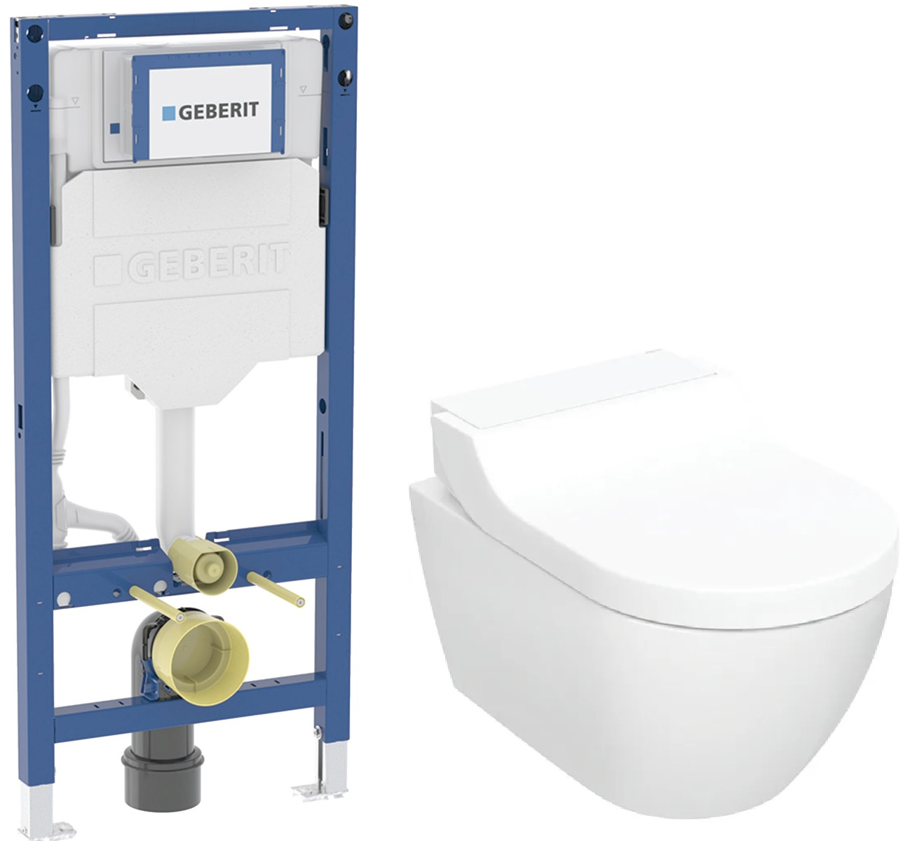 Zestaw Geberit AquaClean Tuma Comfort toaleta myjąca wisząca ze stelażem podtynkowym biała (146.290.11.1, 111.320.00.6)