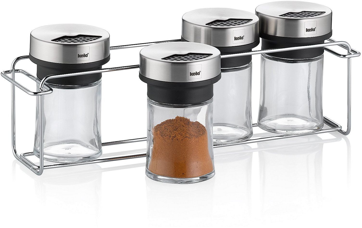Kela Miko stojak na przyprawy z pojemnikami stal/szkło 11613