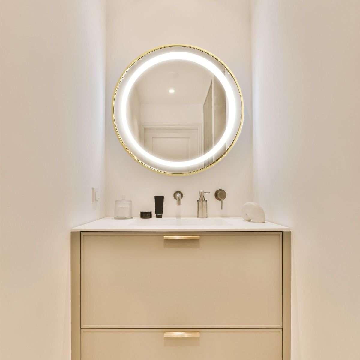 Zuma Line lustro 60x60 cm okrągłe z oświetleniem transparentny-złoty D251801