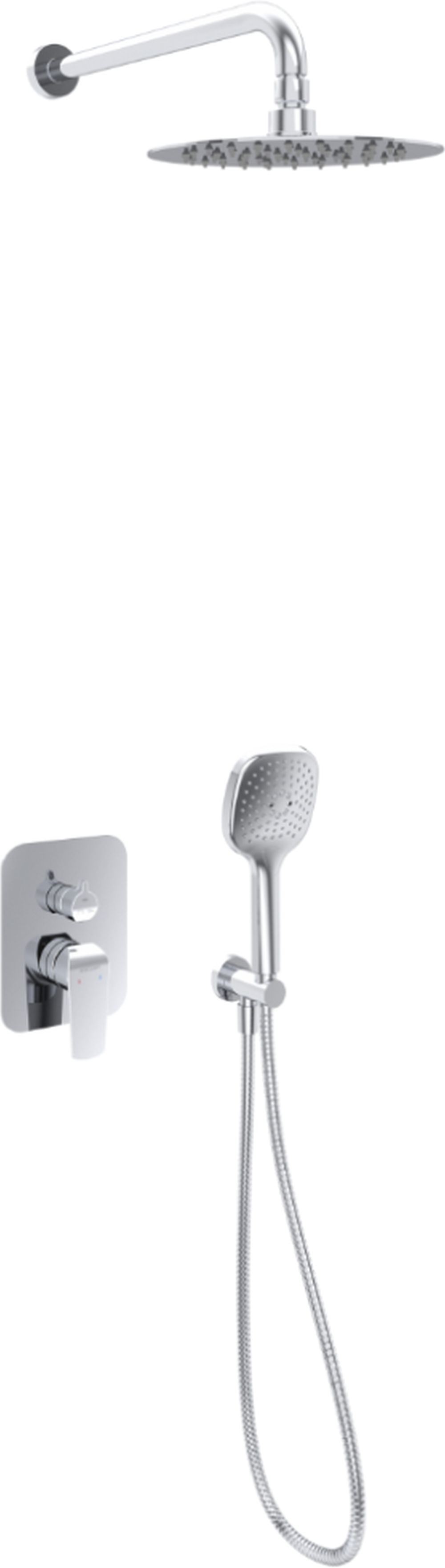 Excellent Clever 2.0 zestaw wannowo-prysznicowy podtynkowy z deszczownicą chrom AREX.SET.4147CR