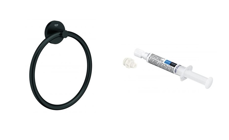 Zestaw Grohe Start wieszak na ręcznik czarny i klej montażowy QuickGlue (411742430, 41127000) - Wysyłka w 24h