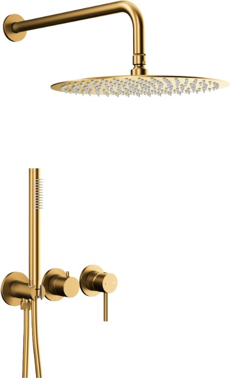 KFA Armatura Moza zestaw wannowo-prysznicowy podtynkowy z deszczownicą szczotkowane złoto 5039-511-31