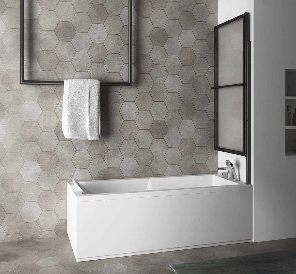 Polysan Olbia parawan nawannowy 71 cm 1-częściowy czarny mat/szkło przezroczyste 30336B