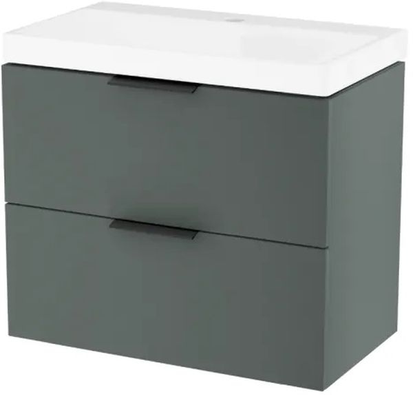 Zestaw Excellent Blanko umywalka z szafką 65 cm i uchwytami meblowymi zielony mat/biały/czarny mat MLEX.6317.KPL.640.GNBL