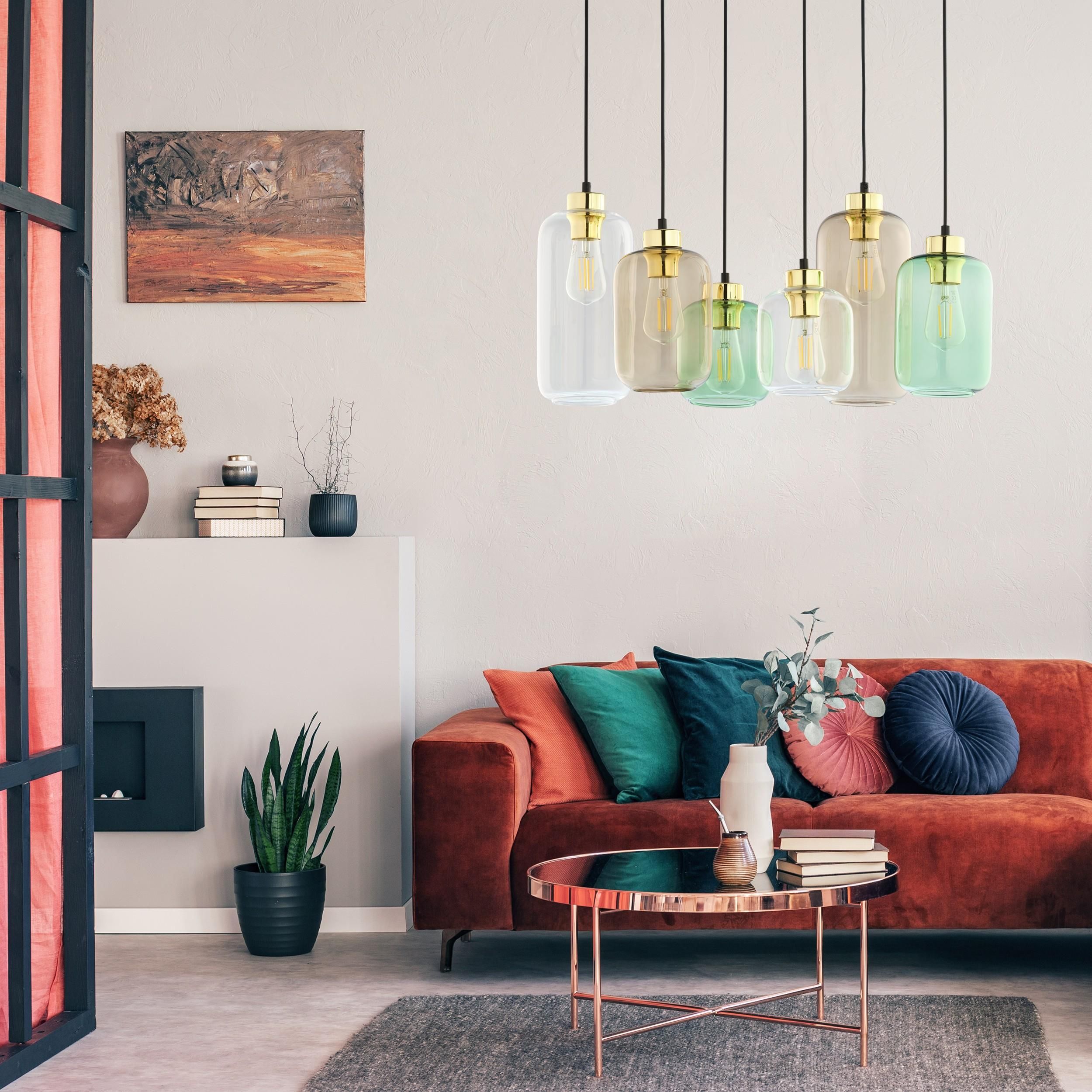 TK Lighting Marco lampa wisząca 6x15W czarna/zielona/brązowa 3328 - Wysyłka w 24h