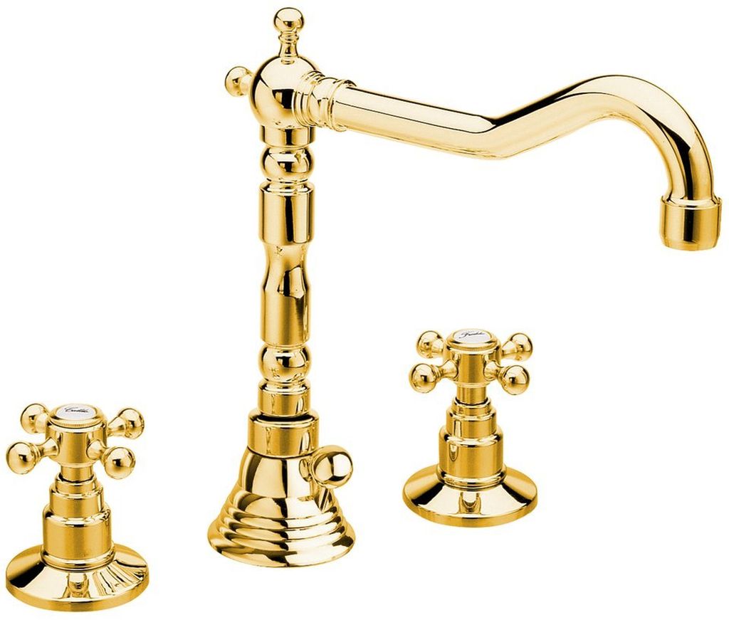 Sapho Antea bateria umywalkowa stojąca 3-otworowa złoty połysk 3225ZL