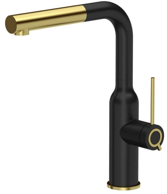 Quadron Angelina Q Line Very Black bateria kuchenna stojąca z wyciąganą wylewką czarny mat/złoty 3573500_BLMPVDG1