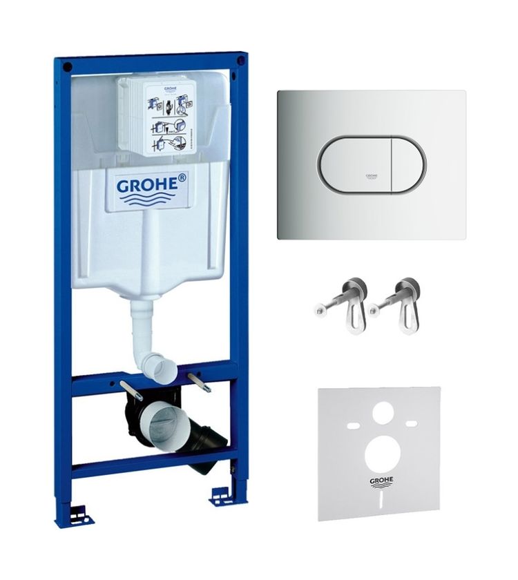 Zestaw Grohe Rapid SL z przyciskiem Arena Cosmopolitan chrom mat (38539001, 38858P00)