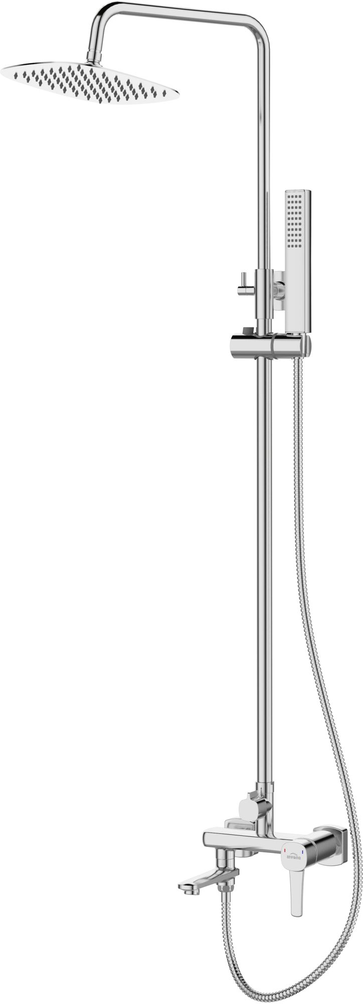 Invena Glamour zestaw wannowo-prysznicowy ścienny z deszczownicą chrom AU-05-B01