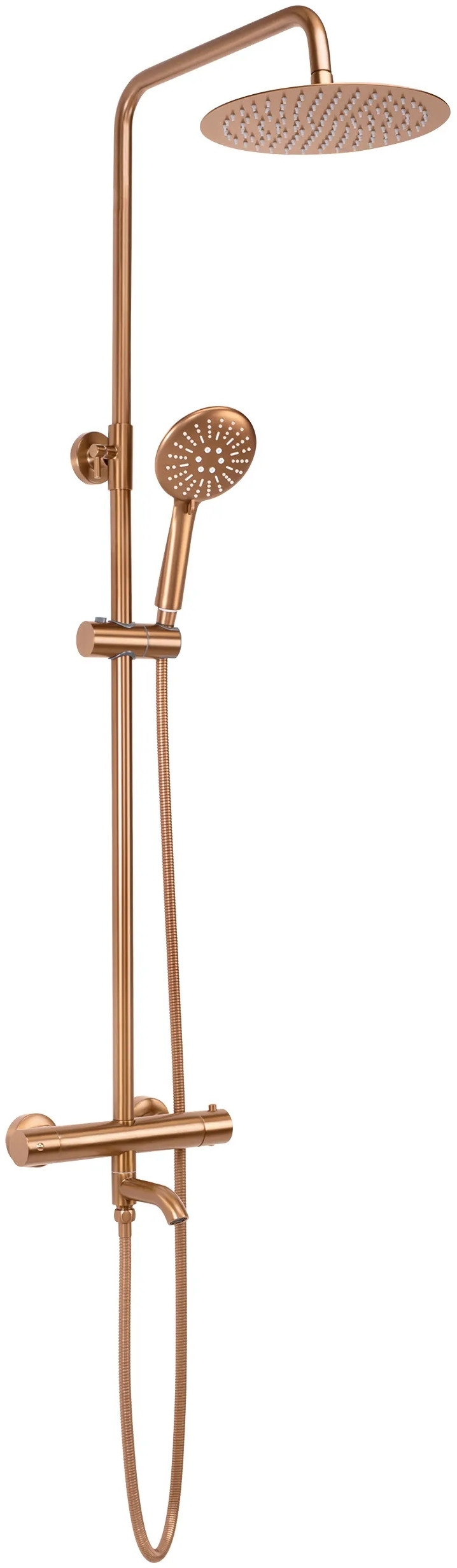 Rea Lungo zestaw wannowo-prysznicowy ścienny termostatyczny z deszczownicą miedź szczotkowana REA-P8807