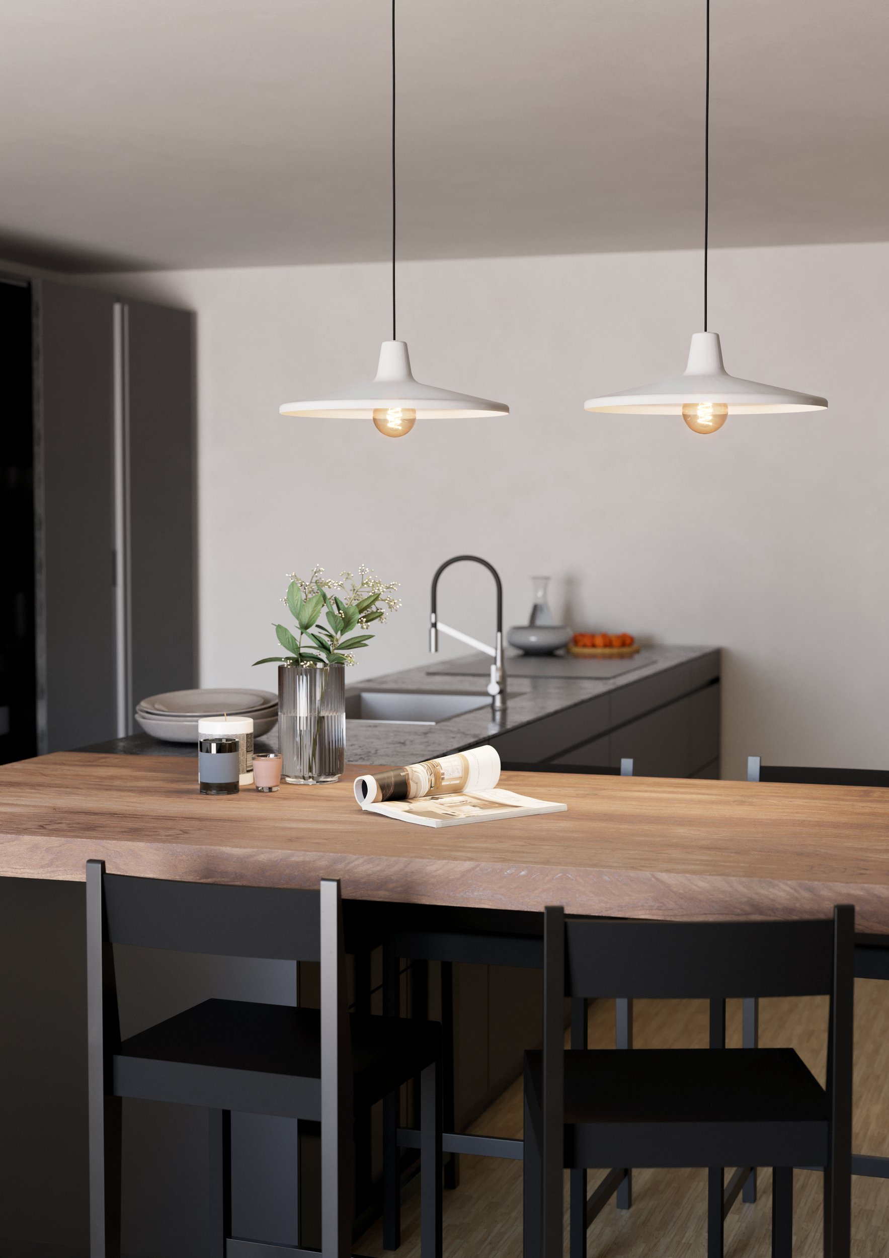 Eglo Miniere lampa wisząca 2x40 W biała/czarna 900834