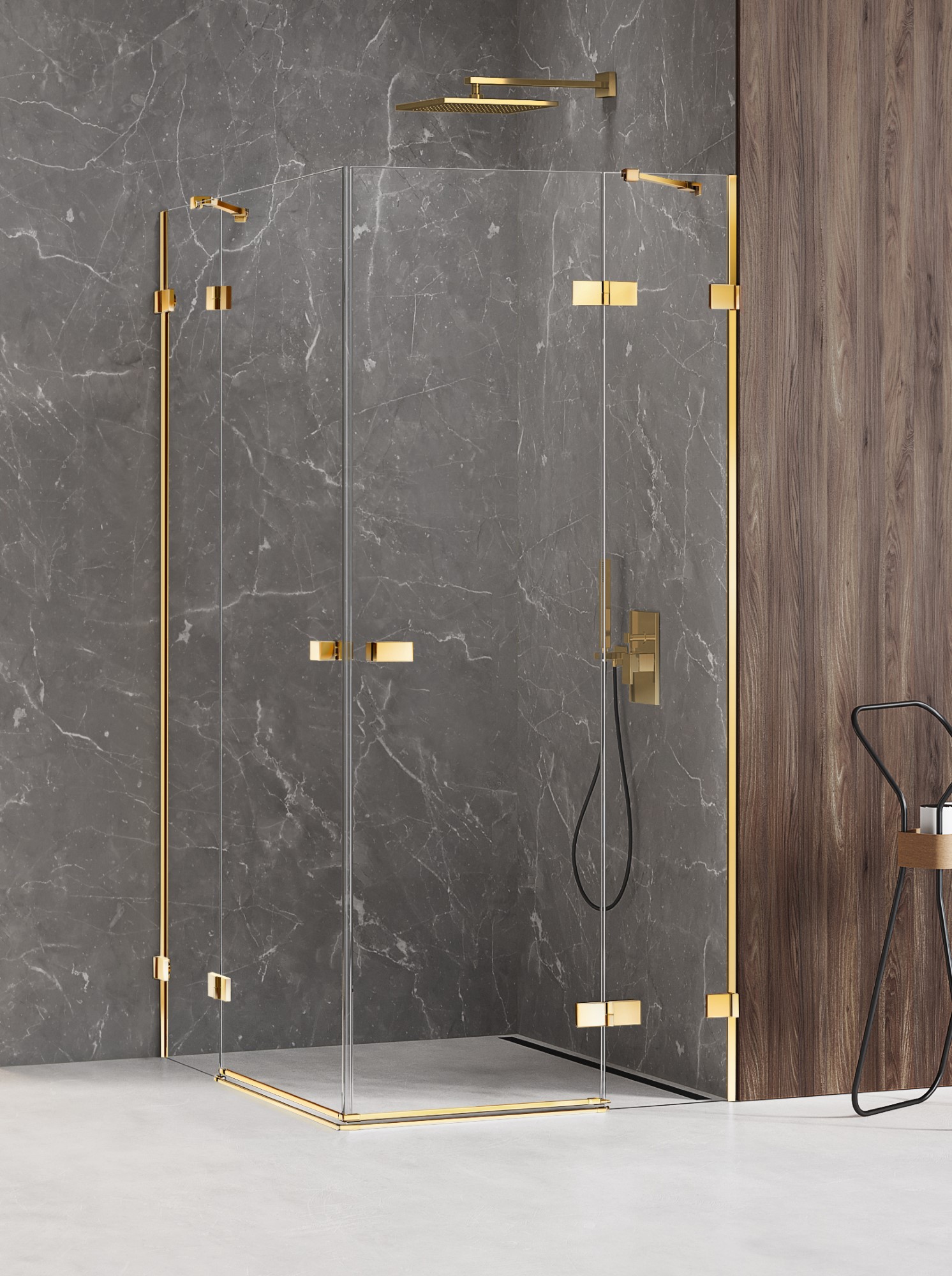 New Trendy Avexa Gold Shine kabina prysznicowa 120x80 cm prostokątna złoty połysk/szkło przezroczyste EXK-1704