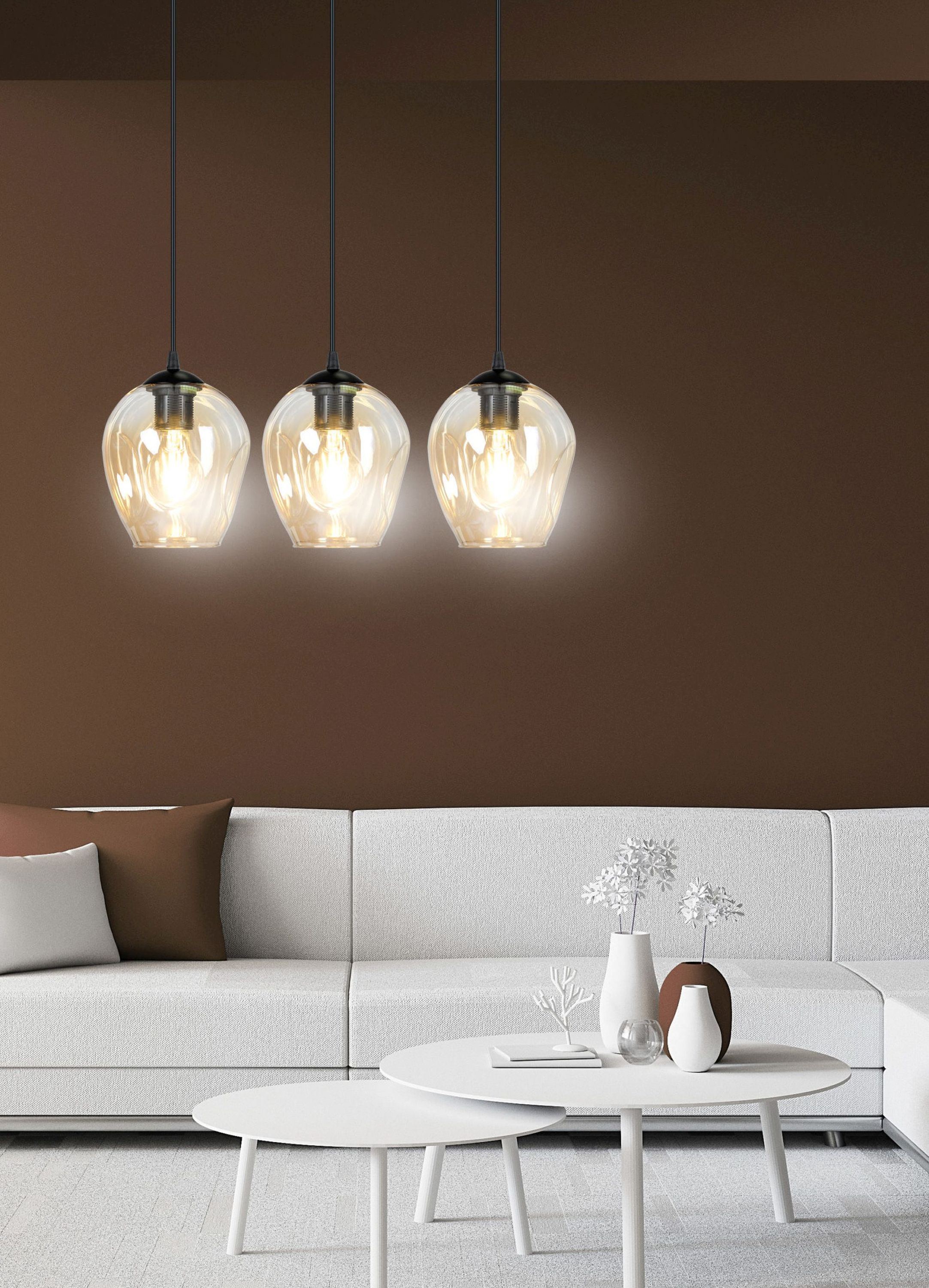 Emibig Istar lampa wisząca 3x15 W czarna-bursztynowa 677/3