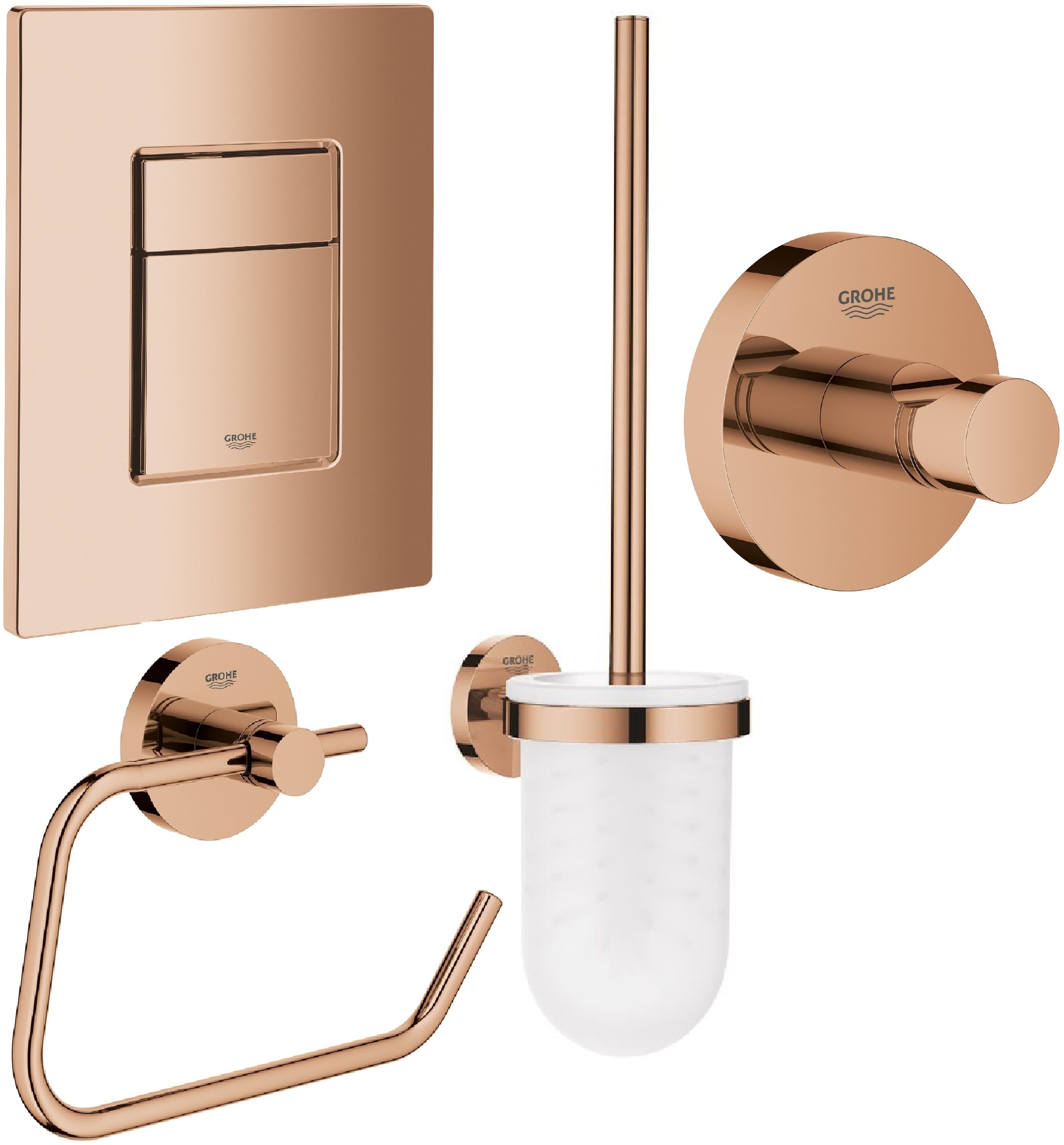 Zestaw Grohe Skate Cosmopolitan przycisk spłukujący z zestawem akcesoriów Essentials miedź (38732DA0, 40374DA1, 40364DA1, 40689DA1) - Wysyłka w 24h