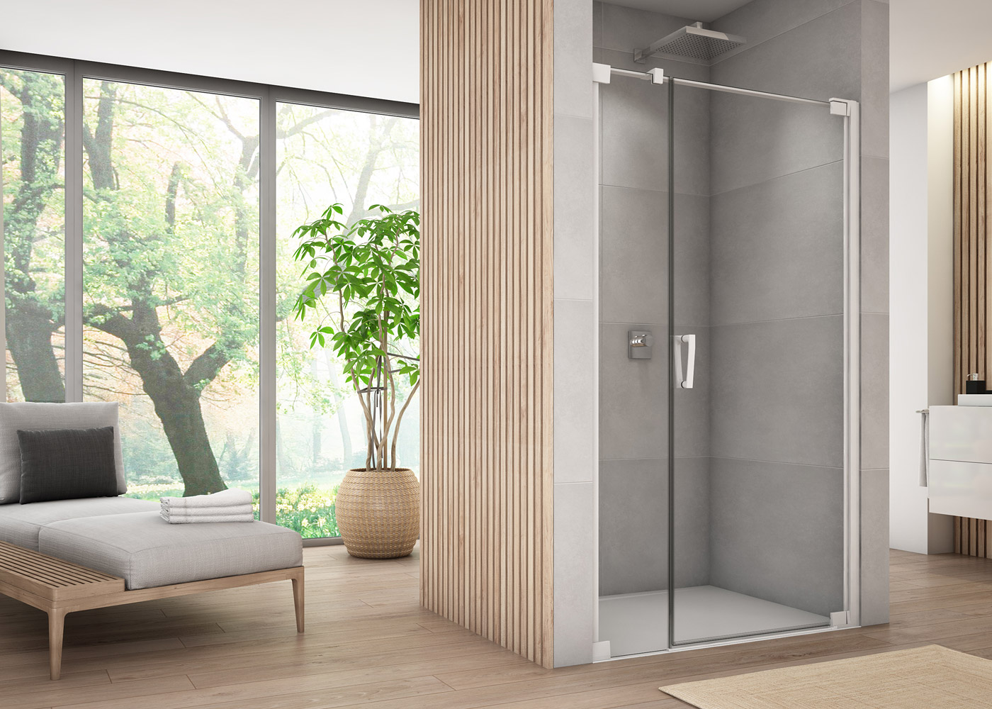 Ronal Cadura drzwi prysznicowe 90 cm uchylne biały mat/szkło przezroczyste CA31CG0900907