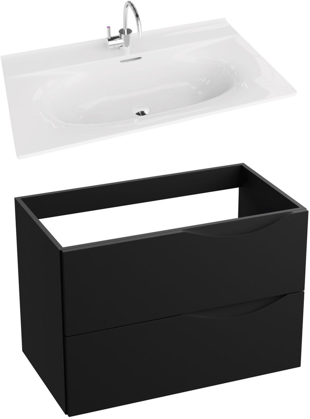 LaVita Kolorado umywalka z szafką 80 cm zestaw meblowy czarny mat/biały (5900378324737, 5908211416212)