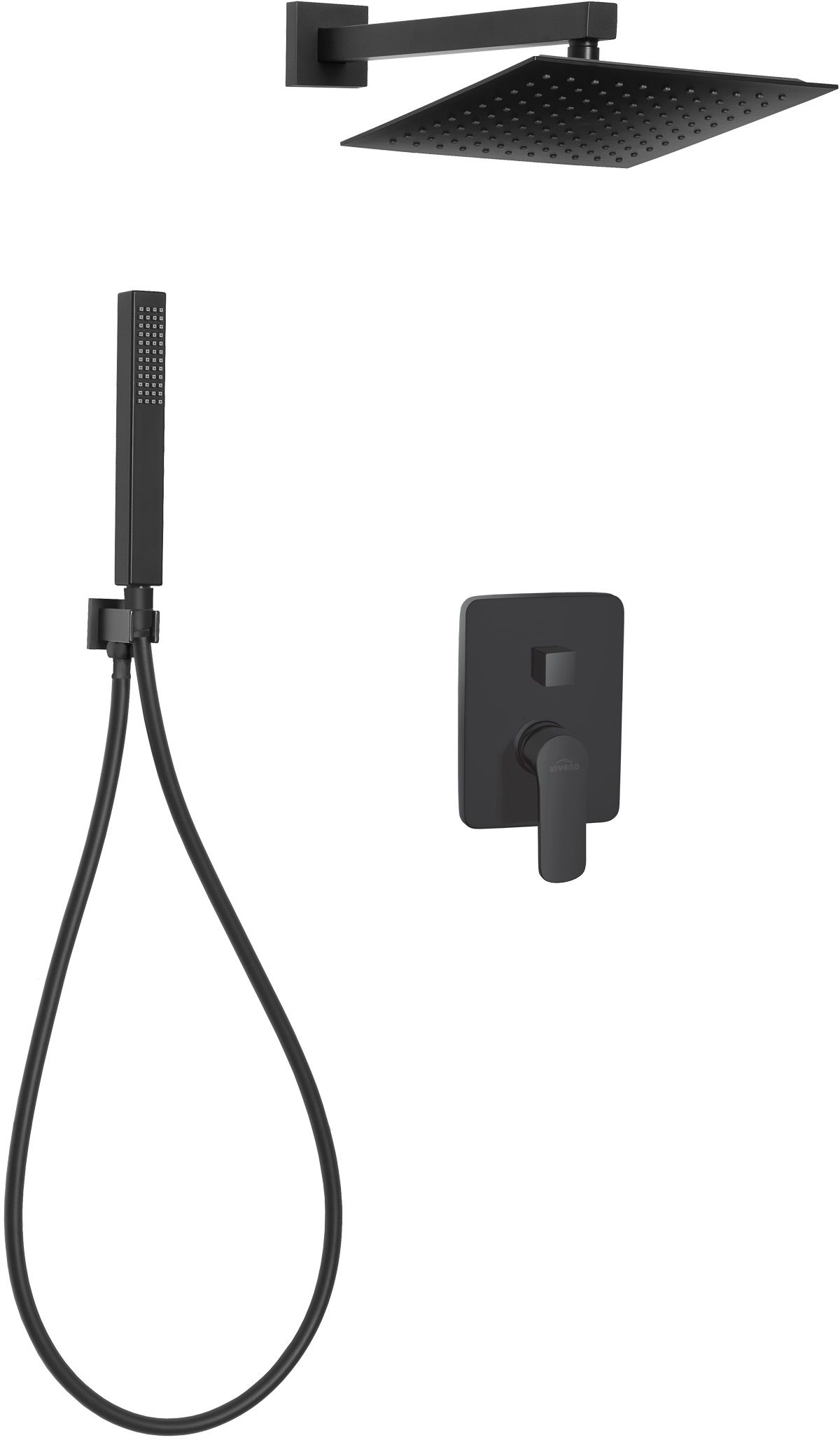 Invena Siros Black zestaw prysznicowy podtynkowy z deszczownicą czarny BS-90-010