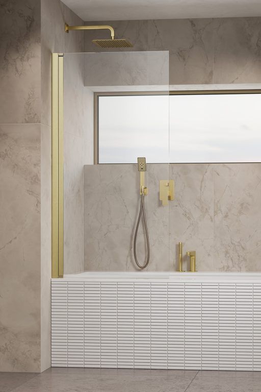 Radaway Nes 6 Brushed Light Gold PNJ parawan nawannowy 80 cm 1-częściowy delikatny złoty szczotkowany/szkło przezroczyste ...