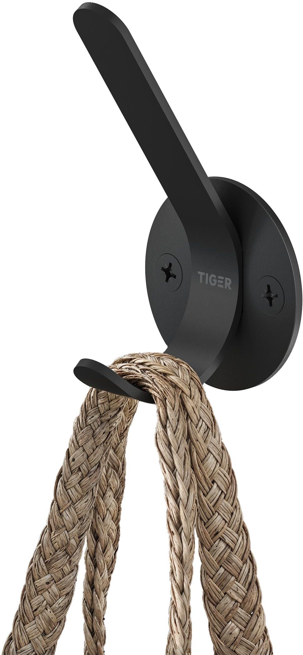 Tiger Double wieszak na ręcznik haczyk czarny mat 800749