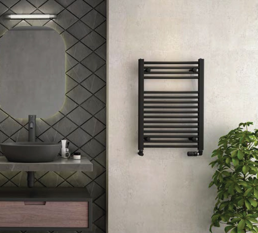 Zehnder Aura grzejnik łazienkowy drabinkowy 77,5x50 cm czarny PBN-080-050-9205