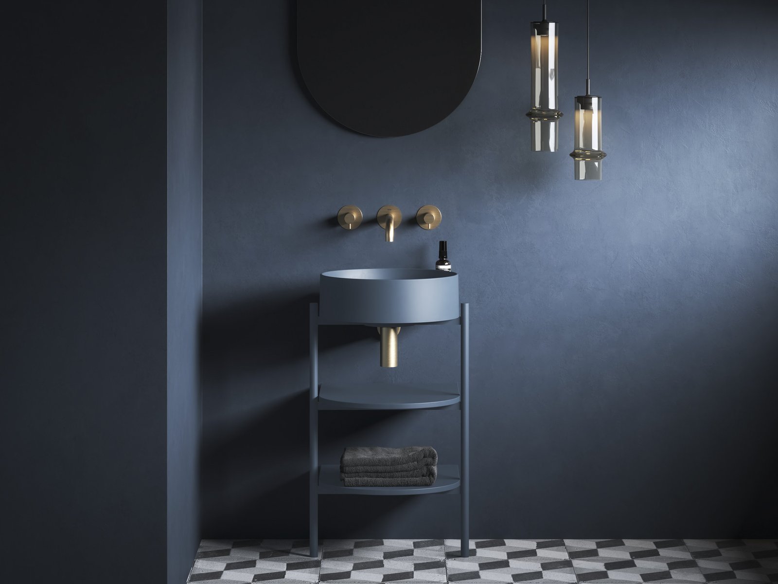 Ravak Yard szafka podumywalkowa 46,8x49,5x76,5 cm stojąca otwarta z półkami CS YARD 400 deepsea blue D800007004