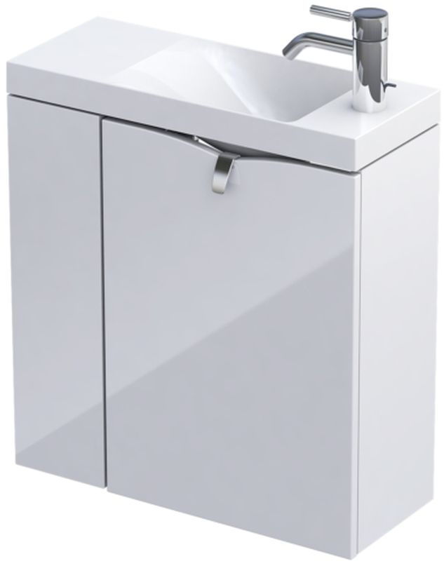 Oristo Siena umywalka z szafką 55 cm lewa biały połysk OR45-ZD2D-55-1-L