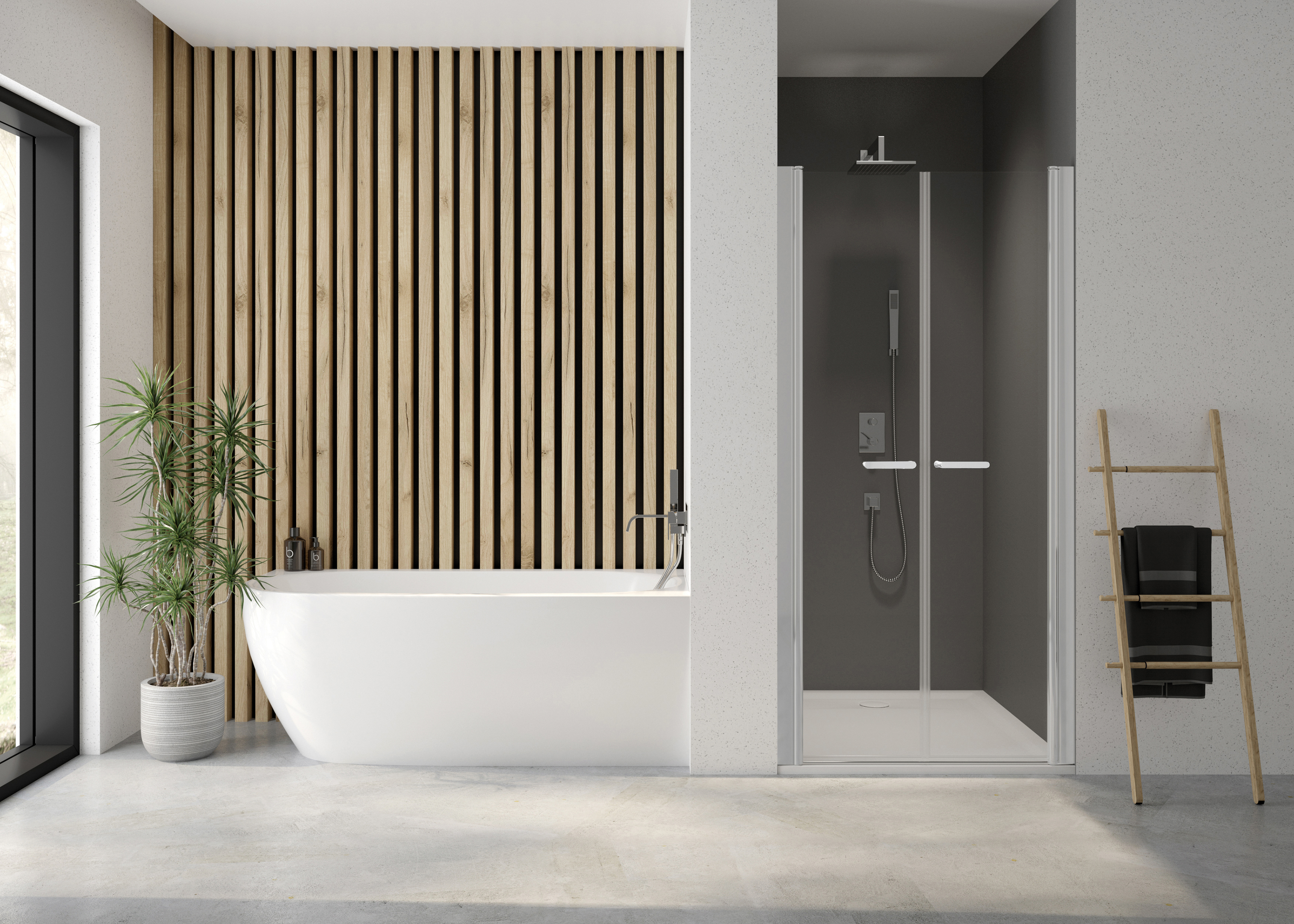 Sanplast Exa Line drzwi prysznicowe z profilem DD/Exa-80 cm uchylne biały mat/szkło przezroczyste 600-540-0920-24-401