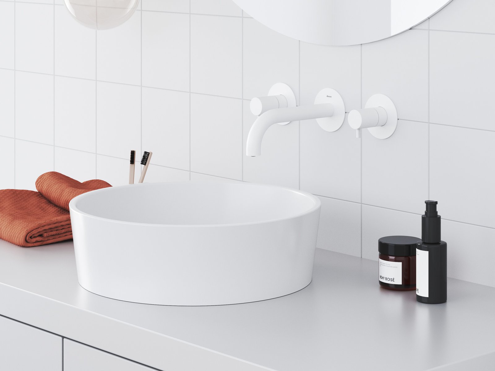 Ravak Moon 1 umywalka 40x40 cm nablatowa okrągła biała XJN01300000