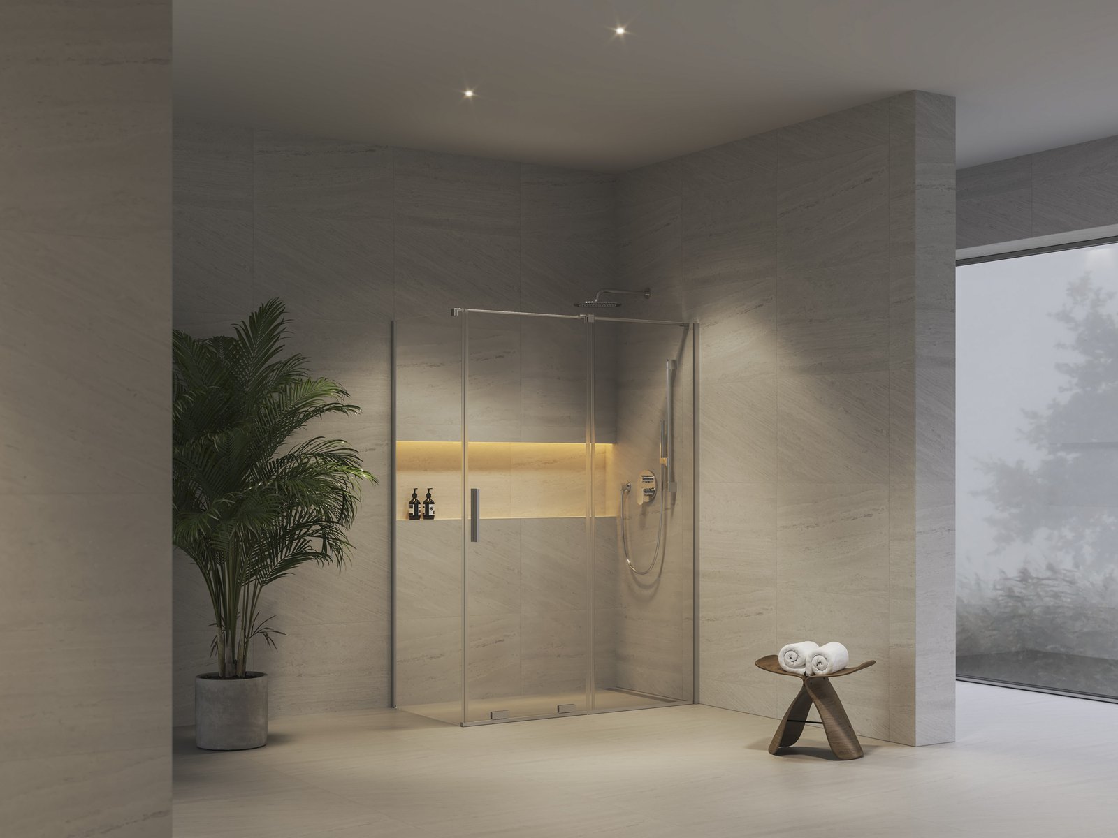 Ravak Roll ROPS ścianka prysznicowa 80 cm chrom połysk/szkło przezroczyste X90V40C00Z1