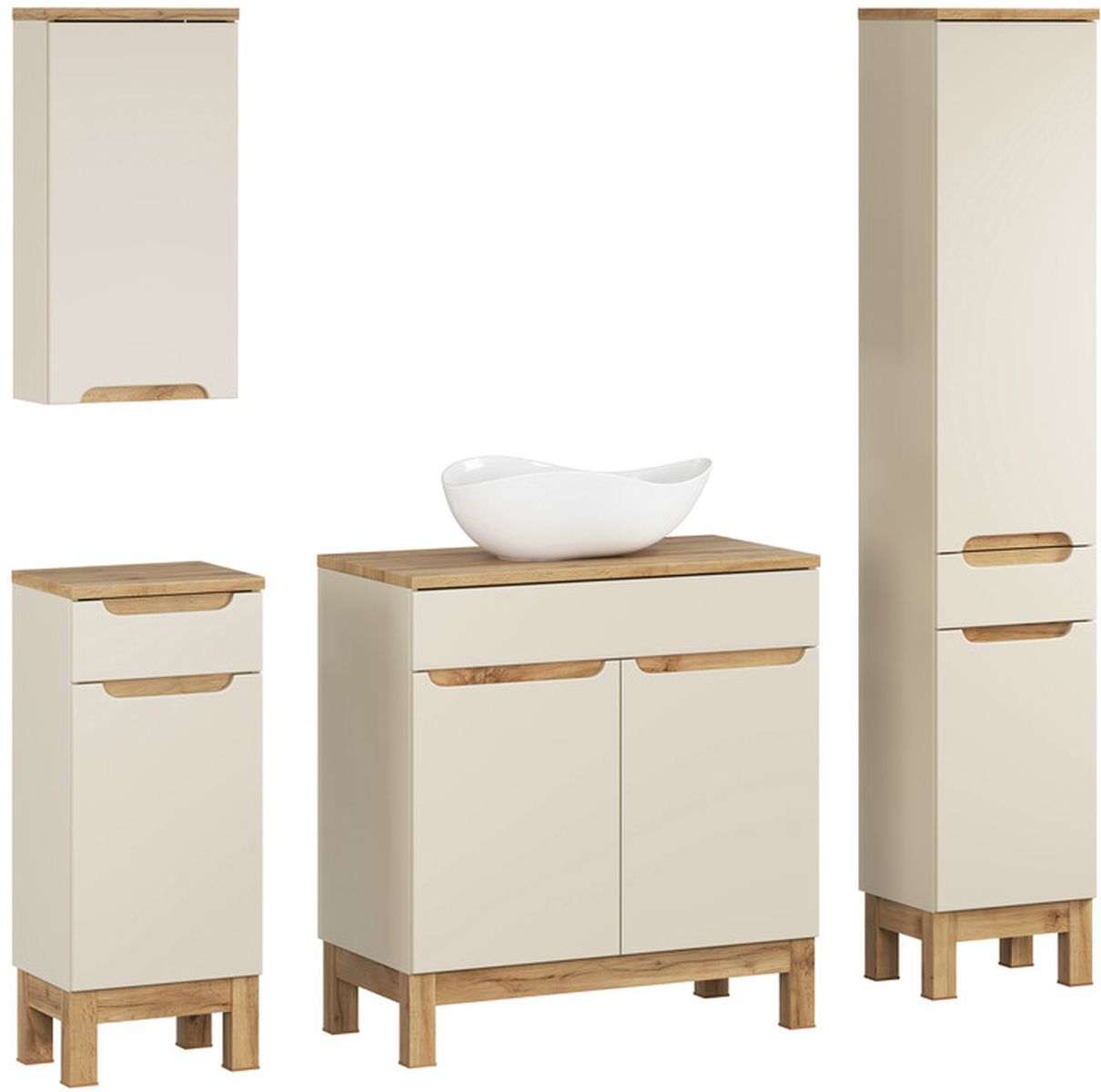 Comad Bali Cashmere zestaw meblowy 80 cm szafka stojąca z umywalką Cloud i szafki boczne stojące/wisząca kaszmir/biały SET-BAC B WOTAN ...