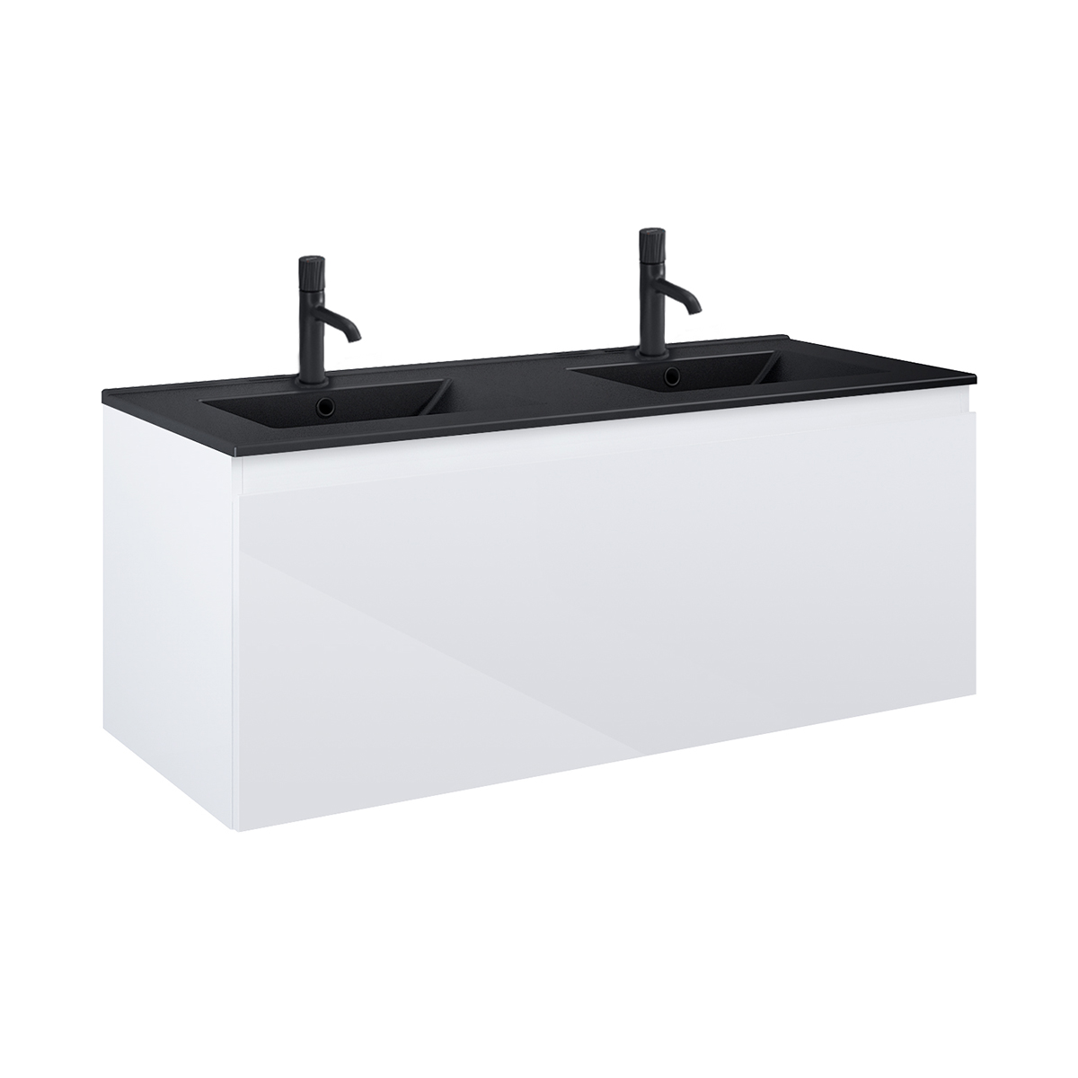 Oltens Vernal umywalka z szafką 120 cm biały połysk/czarny mat 68035000 - Wysyłka w 24h