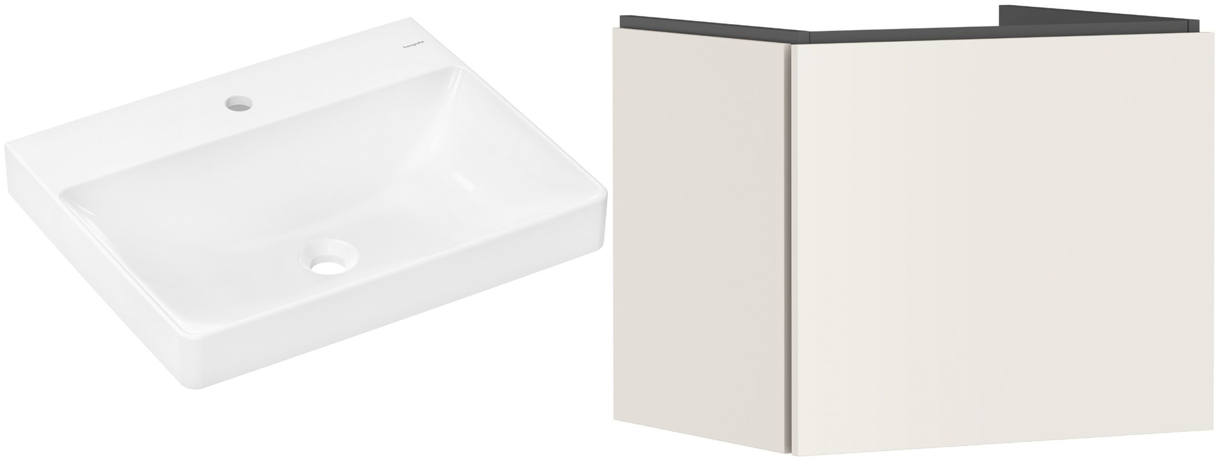 Zestaw Hansgrohe Xelu Q umywalka z szafką Xilesa E 60 cm piaskowy (54253780, 60317450)