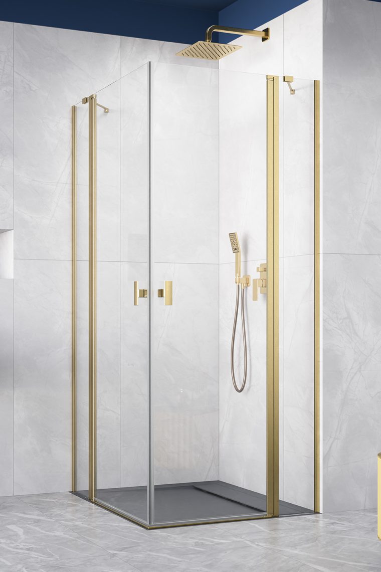 Radaway Nes Brushed Gold KDD II drzwi prysznicowe 80 cm uchylne złoty szczotkowany/szkło przezroczyste 10031080-99-01L
