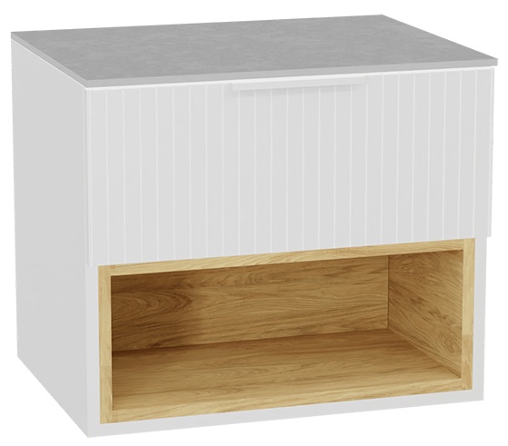 Zestaw Excellent Tuto 2.0 szafka 60 cm podumywalkowa wisząca z blatem biały-dąb-szary MLEX.2171.K.60.03SJ.WHWH