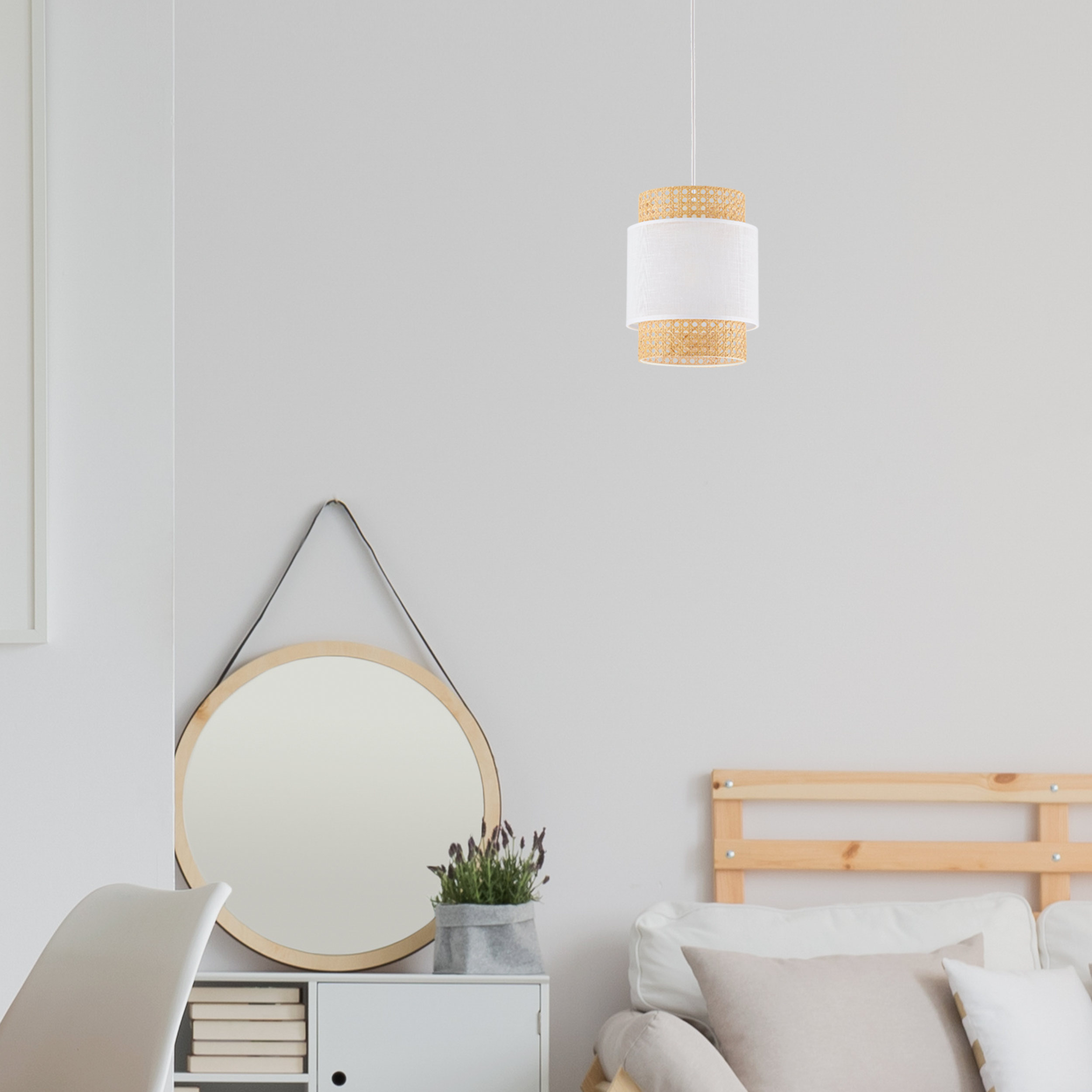 TK Lighting Boho White lampa wisząca 1x15W biały/beżowy 6528