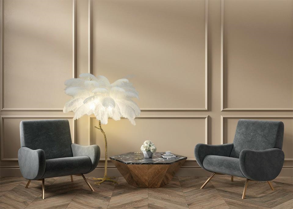 Moosee Tiffany lampa stojąca 5x40 W biała-złota MSE1501100417