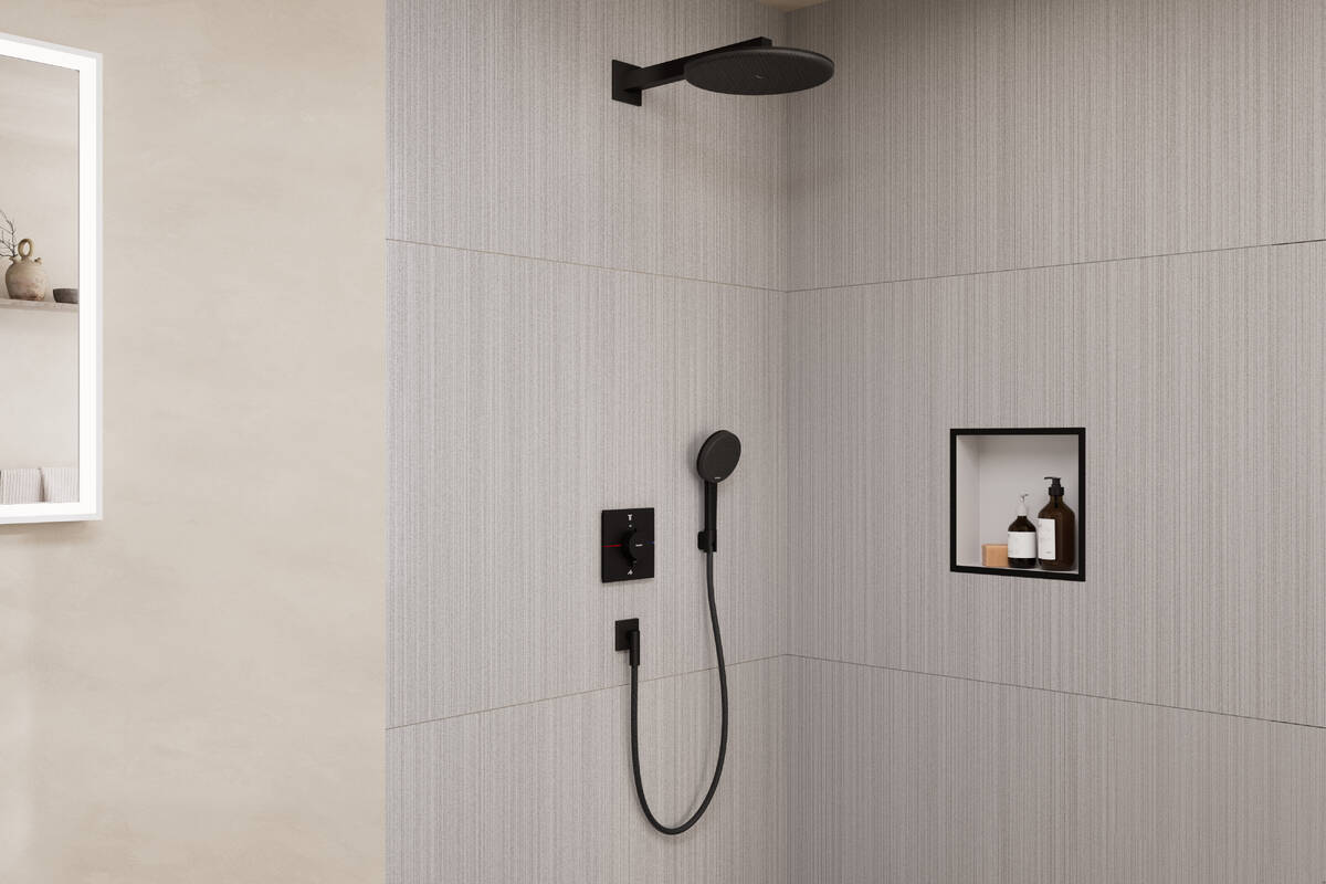 Hansgrohe Raindance Alive S zestaw prysznicowy podtynkowy termostatyczny z deszczownicą czarny 24630670