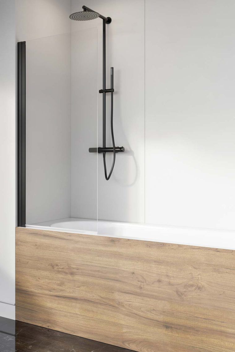 Radaway Nes Black PNJ I parawan nawannowy 100 cm 1-częściowy czarny mat/szkło przezroczyste 10011100-54-01L