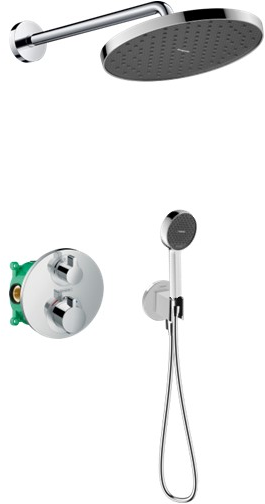 Zestaw Hansgrohe Ecostat S wannowo-prysznicowy podtynkowy z deszczownicą i kompletem natryskowym chrom ( 28056000, 27413000, 15758000, ...