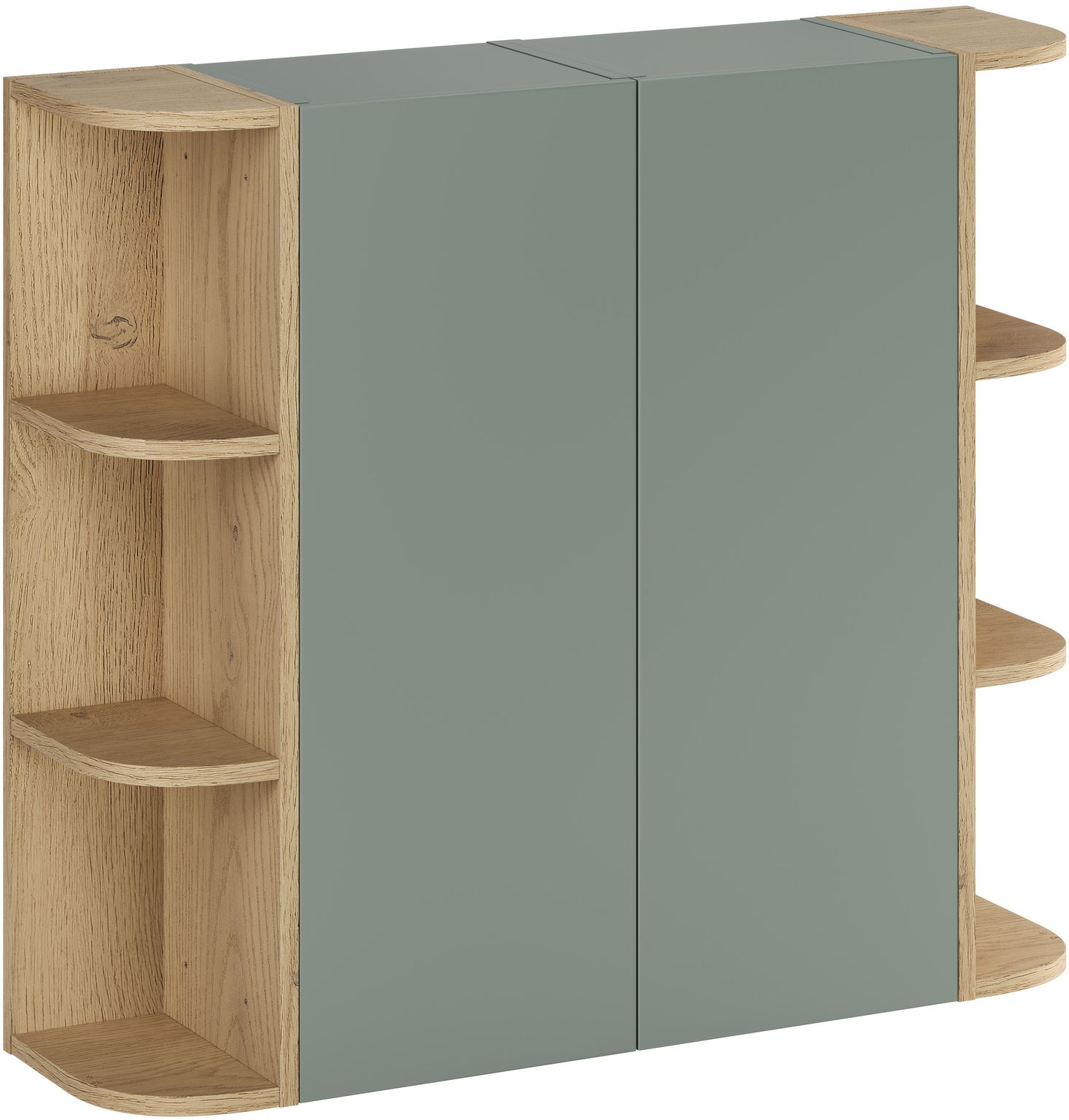 Zestaw Comad Aster Green dwie szafki 30 cm boczne i dwa regały 15 cm otwarte zielony/dąb SET-ASG 2SP 2URSM