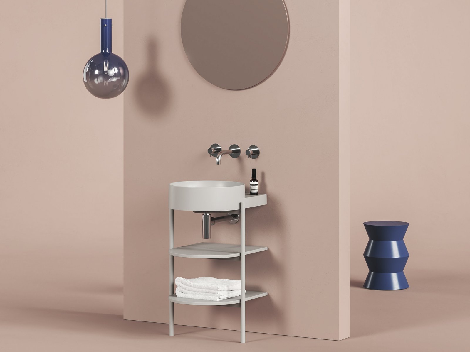 Ravak Yard szafka podumywalkowa 46,8x49,5x76,5 cm stojąca otwarta z półkami CS YARD 400 smoke grey D80000O004