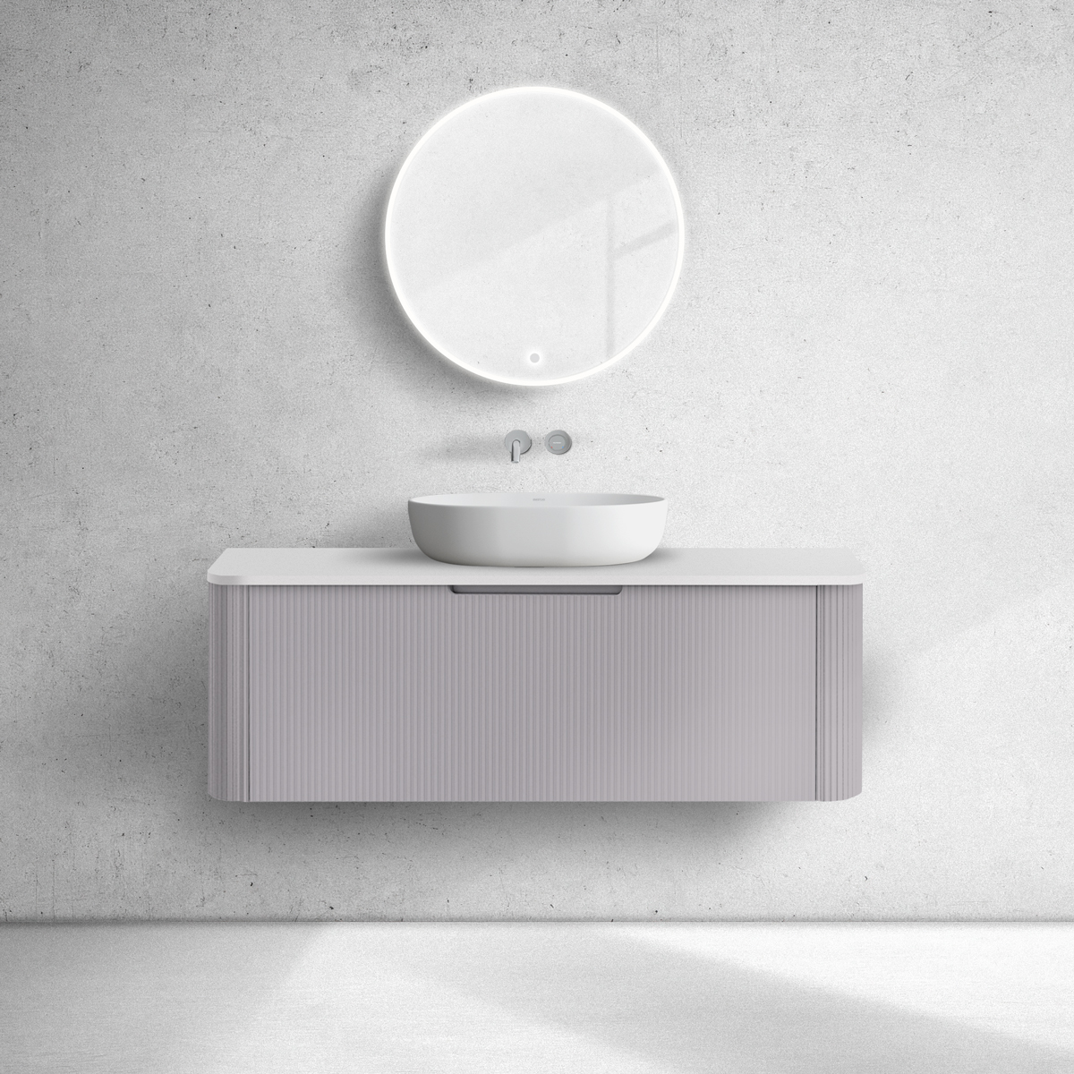 Oltens Hamnes szafka 120 cm podumywalkowa wisząca z blatem kaszmir/biały mat 68678900