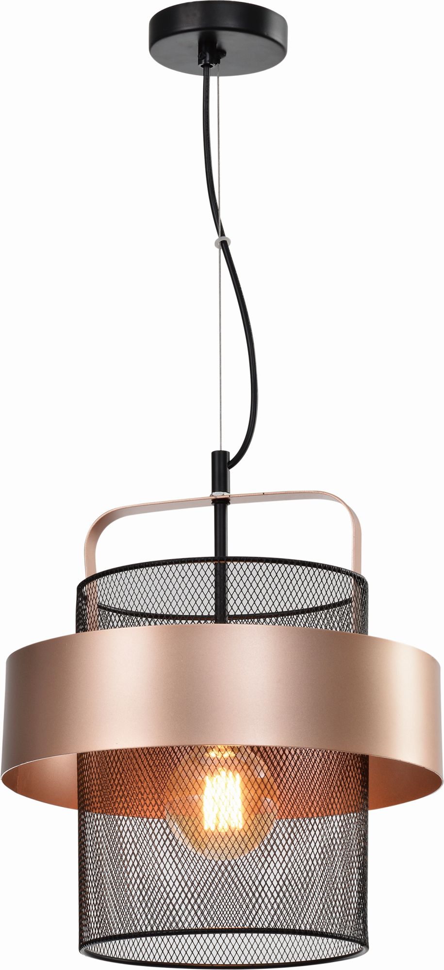 Candellux Fiba lampa wisząca 1x40W czarna/miedziana 31-78490