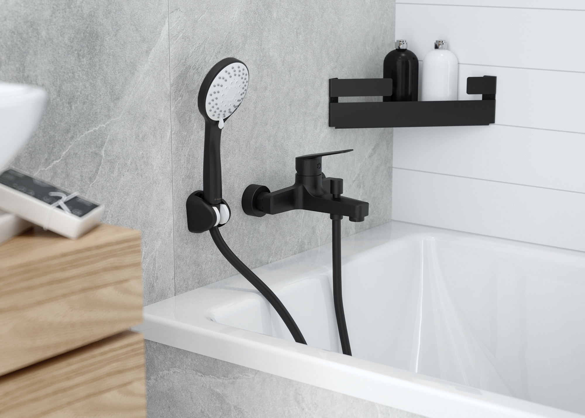 Deante Avis zestaw prysznicowy ścienny czarny NGV_N41K - Wysyłka w 24h
