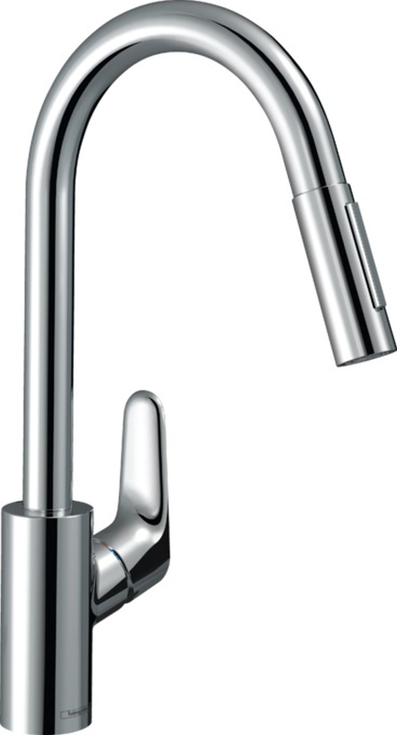 Hansgrohe Focus M41 bateria kuchenna stojąca z wyciąganą wylewką stal 73880800