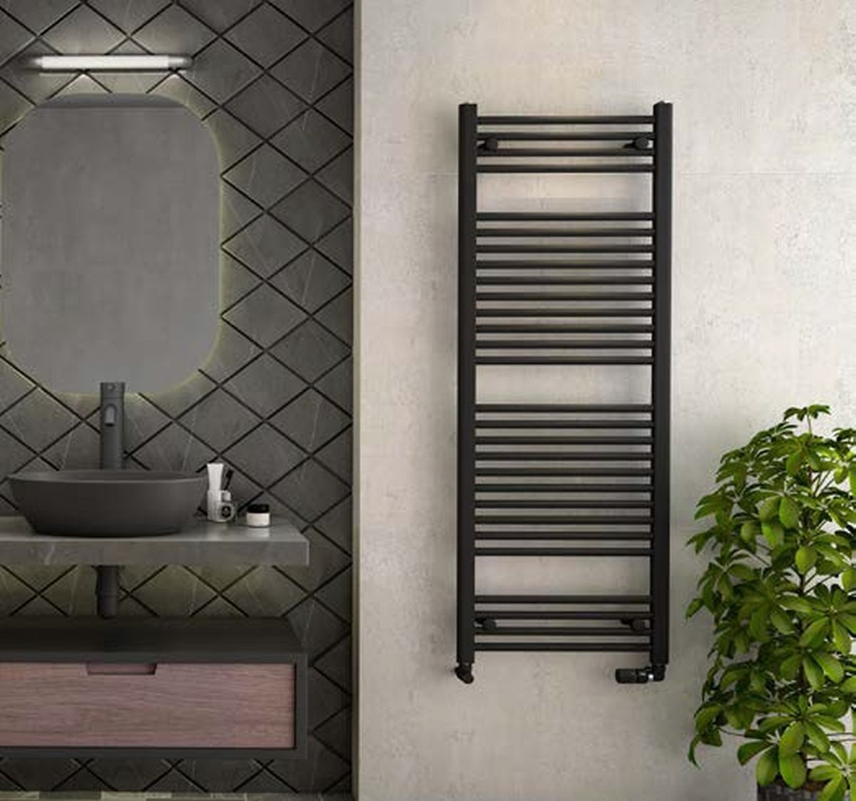 Zehnder Aura grzejnik łazienkowy drabinkowy 146,9x50 cm czarny PBN-150-050-9205