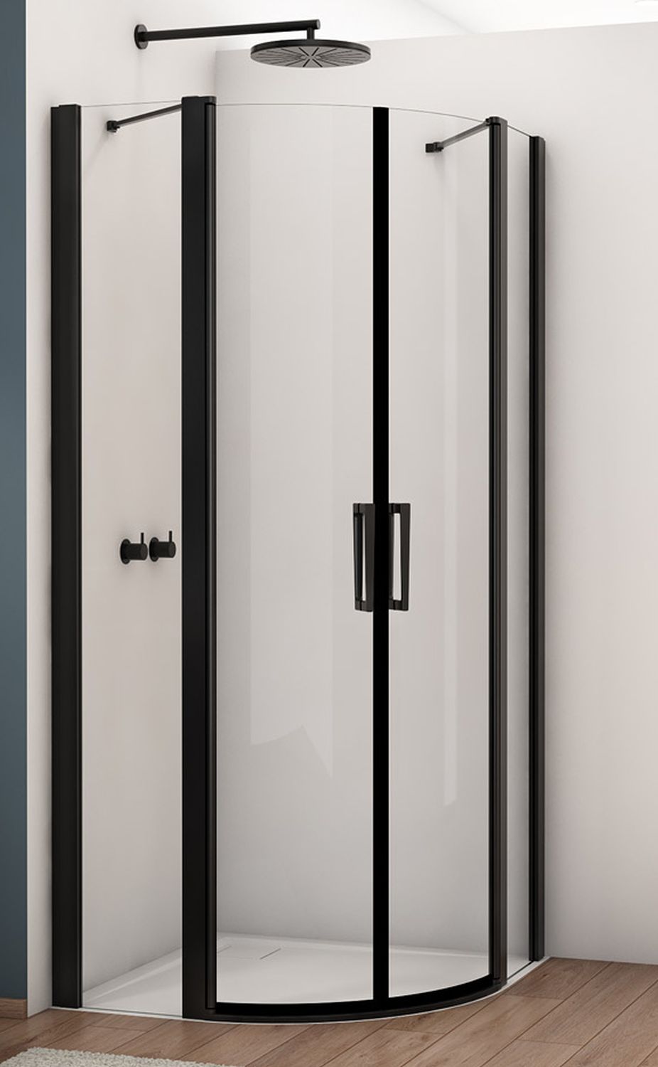 Ronal Divera kabina prysznicowa 120x80 cm półokrągła czarny mat/szkło przezroczyste D22ERB558120607