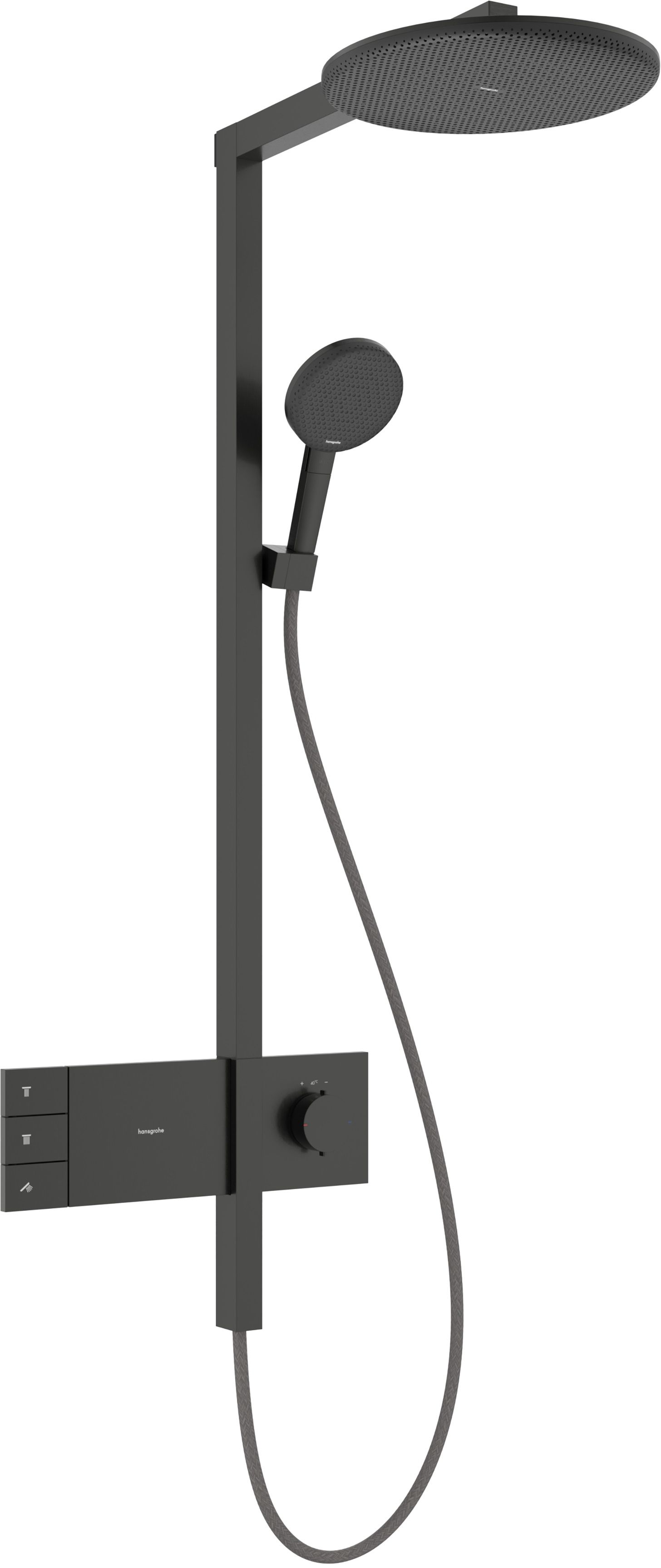 Hansgrohe Raindance Alive S zestaw prysznicowy ścienny termostatyczny z deszczownicą czarny chrom szczotkowany 24596340